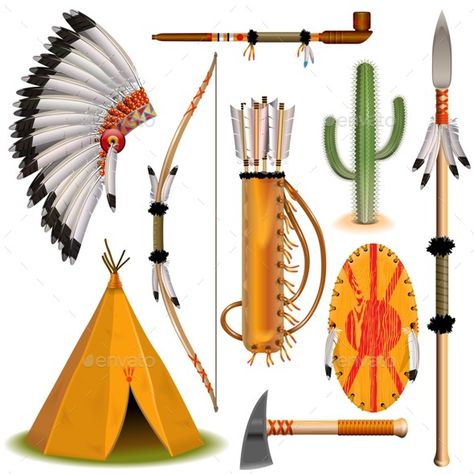 Vector Indian Icons Indian Vector Art, Archery Bow, School Clipart, Cactus Decor, Native American Art, Art Pages, Free Vector Art, Logo Icons, Book Club