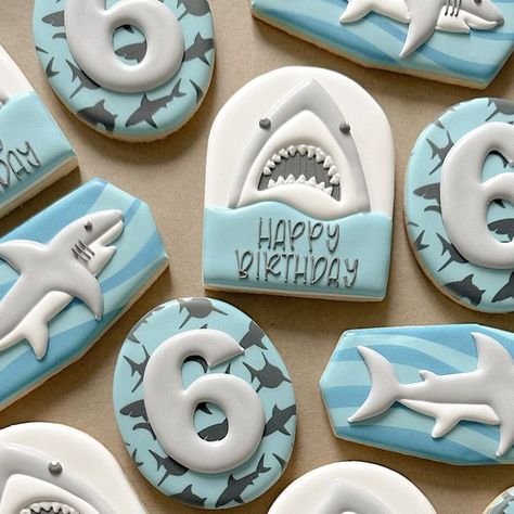 Nicole Pascasio Phelps on Instagram: "I hope everyone is having a jawsome weekend 🦈✌🏼
.
.
.
.
.
.
.
.
.
.
.
.
.
.
.
.
.
.
.
.
.
.
.
.
.
.
#sandiegocookies #cookiesofinstagram #cookies #sandiegobakersclub #sandiego #following #birthdaycookies #cookiedecorating #canva #birthdaypartyideas #cookieart #food #foodie #partyideas #partyplanner #designedwithcanva #birthdayparty #cookiedecorating #foodnetwork #instagood #customcookies #cute #sharks #delicious #sharkcookies #bakersspotlight #party #photooftheday #sugarcookies" Shark Theme Cookies, Shark Decorated Cookies, Shark Sugar Cookies, Shark Birthday Cookies, Shark Cookies Decorated, Shark Cookies, Beach Cookies, Sugar Cookie Designs, Shark Birthday