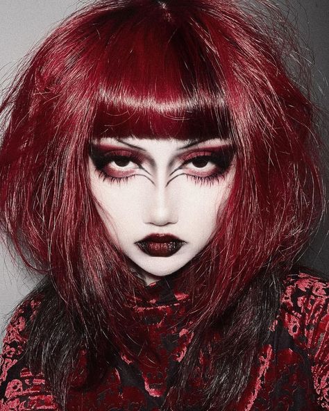 💔 #gothmakeup #gothgirls #gothic #gothicstyle #gothicmakeup #gothicfashion #gothicgirls #tradgothmakeup | Instagram Red Trad Goth Makeup, Red And Black Goth Makeup, Red Goth Makeup, Pink Goth Makeup, Gothic Makeup Looks, Different Makeup Styles, Goth Makeup Looks, Best Foundation For Oily Skin, Trad Goth Makeup