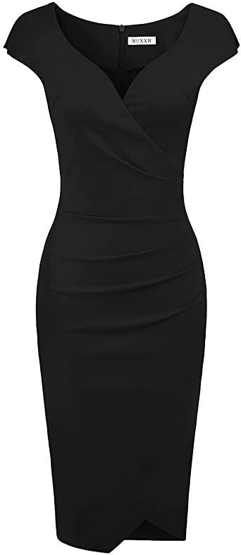 Form Fitting Dress Classy, Formal Dresses Short Bodycon, Short Bodycon Dress Parties, Classic Dresses For Women Classy Simple, Black Wrap Dress Outfit Classy, Pencil Dresses Classy, Formal Knee Length Dresses, Graduation Party Dress Ideas, Church Dresses For Women Classy Simple