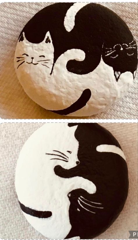 Cat Stone Painting, Stone Painting Cat, Rock Painting Ideas Cat, Cats Painted On Rocks, Cat Rock Art, Painted Rock Cat, Rock Painting Cat, Rock Painting Cats, Stone Painting Animals