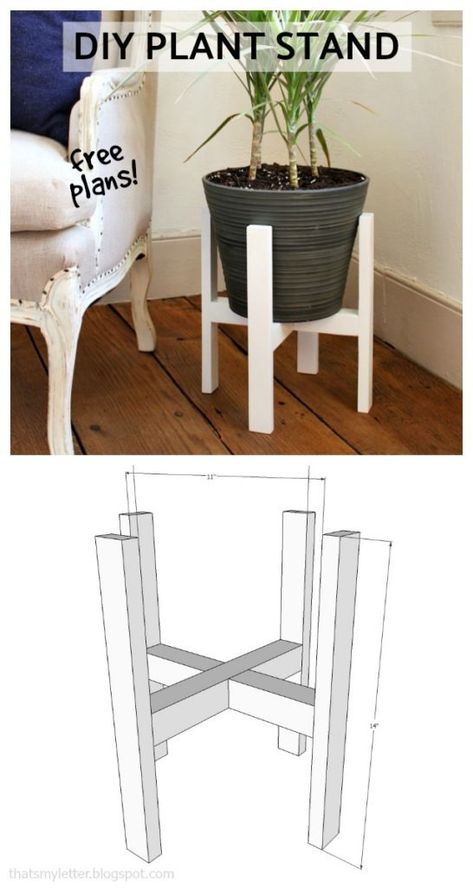 diy plant stand free plans Popular Woodworking Projects, Woodworking Kits, Woodworking Joinery, Diy Plant Stand, Diy Holz, Cool Woodworking Projects, Planter Stand, Popular Woodworking, Free Plans