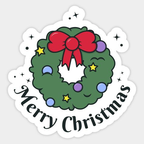 Cute Christmas Stickers Printable, Christmas Stickers Printable Free, Aesthetic Christmas Stickers, Christmas Aesthetic Stickers, Christmas Sticker Ideas, Christmas Stickers Aesthetic, Colorful Christmas Wreath, Cute Christmas Stickers, Christmas Stickers Printable