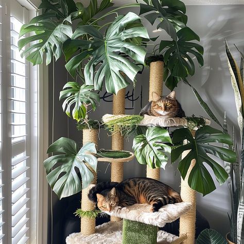 Introducing the Monstera Haven Cat Tree: a jungle-inspired paradise for your feline friend, featuring lush faux monstera leaves, multiple platforms, and cozy hideaways for endless climbing and lounging. Stylish and sturdy, it’s the perfect blend of comfort and chic design for any home. Conceptual AI Art Follow @ecosapiens for more! Cats Climbing, Monstera Leaves, Cat Climbing, Cat Tree, Monstera Leaf, Plant Lover, Chic Design, Macrame Plant Hanger, Plant Hanger