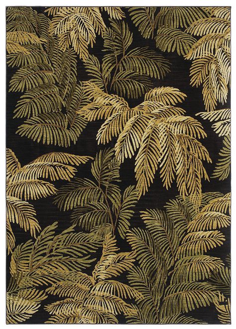 Area Rug in the Tommy Bahama Home Collection in style "Archival Fern" color Black - By Shaw Floors Colors With Black, Fern Color, Tommy Bahama Home, Motif Art Deco, Shaw Floors, 5x8 Area Rugs, Art Deco Wallpaper, Fantasy Closet, Art Deco Pattern