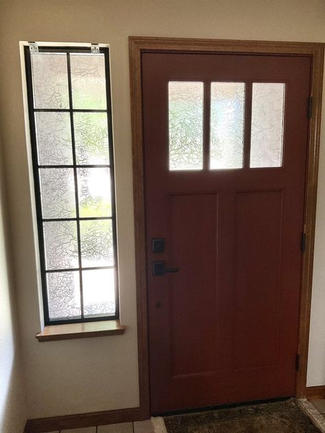 Decorative Privacy Films for Front Doors and Sidelight Windows | Decorative Films - Decorative Privacy Films Tall Front Door, Front Door Privacy, Front Door Sidelights, Sidelight Windows, Door Sidelights, Door Privacy, Privacy Ideas, Stained Glass Window Film, Decorative Window Film