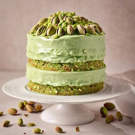 Stanley Tucci: Searching For Italy (Fan Page) | DECADENT PISTACHIO CREAM CAKE | Facebook Pistachio Cake Recipe From Scratch, Pistachio Cream Cake, Italian Cakes, Cake Cooking, Pistachio Cream, Pistachio Cake, Pastry Shells, Delicious Cream, Cream Frosting