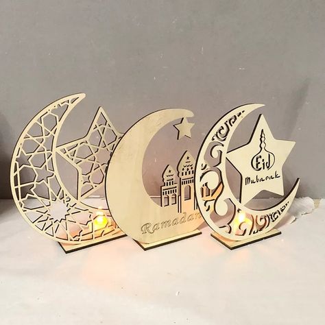 Eid Moon, Decoraciones Ramadan, Recuerdos Primera Comunion Ideas, Eid Mubarak Decoration, Muslim Eid, Ramadan Kareem Decoration, Ramadan Decoration, Led Candle Lights, Ramadan Crafts