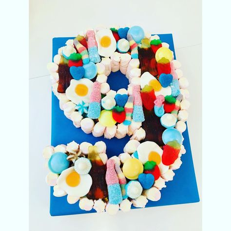 Number 9 Sweet Cake, perfect for those upcoming birthdays! Our Sweet Cakes are 100% filled with pick & mix sweets, no sponge, no icing, no fruit! JUST SWEETS Order yours today on 01322 837727 or www.thesweetcakefairy.co.uk #sweets #cake #birthday #party Age 9 Birthday Cake, Candy Number Cake, Number 10 Cupcake Cake Birthday, Pastel Number Cake, Number Cake Decorating Ideas Blue, Sprinkle Cake With Number, Sweetie Cake, Number Birthday Cakes, 9th Birthday Cake