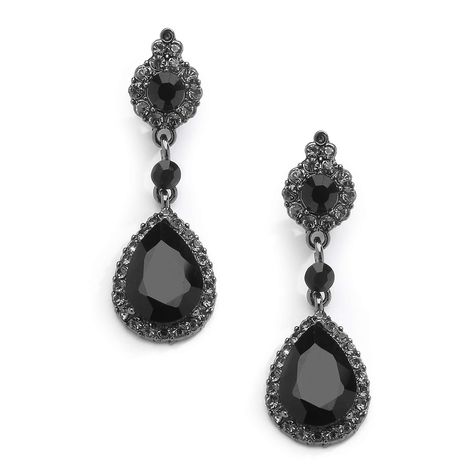 Small Diamond Rings, Beautiful Diamond Earrings, Black Crystal Earrings, Crystal Teardrop Earrings, Teardrop Dangle Earrings, Discount Jewelry, Wedding Parties, White Gold Earrings, Black Earrings