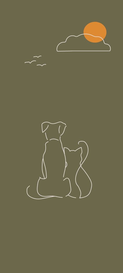 #dog #cat #love #art Dog Phone Backgrounds, Dog And Cat Wallpaper Iphone, Cat Dog Wallpaper, Dog Background, Best Buddies, Minimalist Phone, Dog Phone, Watch Wallpaper, Apple Watch Wallpaper