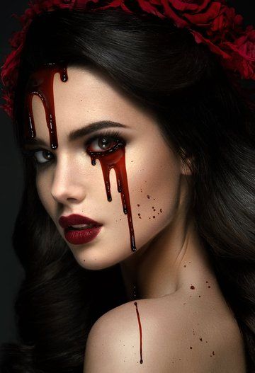 Halloween Makeup Blood, Blood Effect, Blood Makeup, Blood Photos, Halloween Beauty, Halloween Eye Makeup, Halloween Makeup Ideas, Halloween Costumes Makeup, Horror Movie Characters