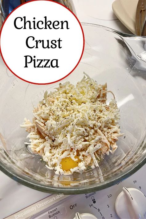 Pizza Chicken Crust Recipe, Chicken Parmesan Crust Pizza, Chicken Dough Pizza, Can Of Chicken Pizza Crust, Chicken Base Pizza Crust, Chicken Base Pizza, Pizza Crust Made With Chicken, Shredded Chicken Crust Pizza, Chicken Crust Ceaser Pizza