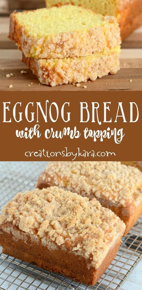 Eggnog Bread, Eggnog Dessert, Quick Bread Recipe, Pane Dolce, Holiday Bread, Christmas Bread, Dessert Aux Fruits, Eggnog Recipe, Bread Recipes Sweet