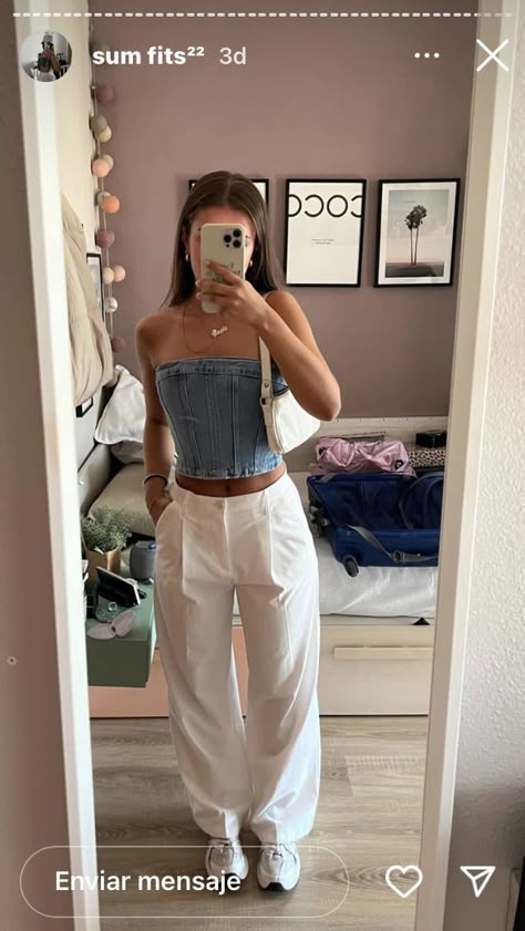 Denim Corset Outfit, Outfit Ideaa, Corset And Jeans, Fest Outfits, Corset Outfit, Sophisticated Outfits, Ootd Inspo, City Outfits, Causual Outfits