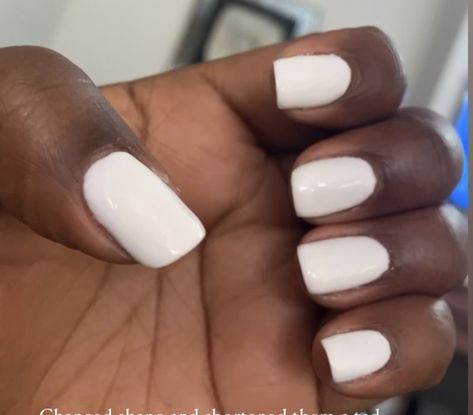 White Gel Polish Nails, White Polish Nails, White Nails Polish, Square Natural Nails, Natural White Nails, White Natural Nails, White Nails Natural, Natural Nails White, White Gel Manicure