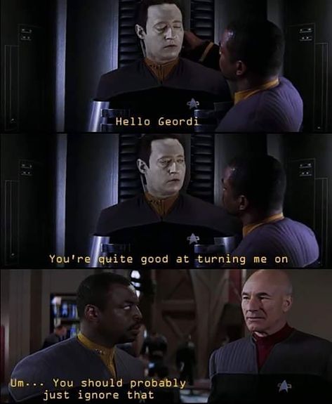 Geordi X Data, Data X Geordi, Data And Geordi, Daforge Star Trek, Star Trek Geordi, Data From Star Trek, Star Trek Next Generation Funny, Star Treck, Star Trek Tng Behind The Scenes