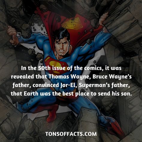 Superman Facts, Batman Facts, Jor El, Dc Facts, Dc Comics Facts, Comic Facts, Superman Dc Comics, Superhero Facts, Thomas Wayne