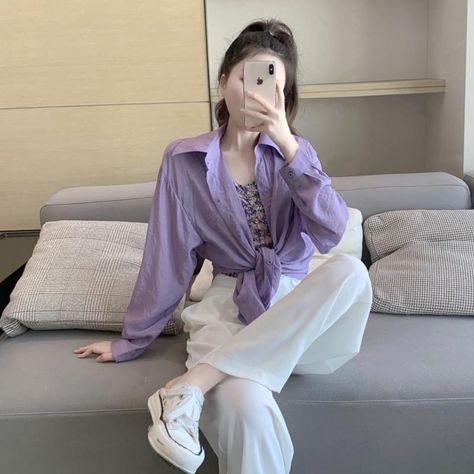 Flowers Purple Aesthetic, Ulzzang Gril, Creamy Cake, Cute Korean Outfits, Ulzzang Icons, Outfits Pastel, Random Clothes, Outfit Korean Style, Minimalistic Aesthetic