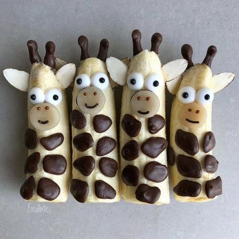 Decorações Com Comidas, Food Art For Kids, Creative Food Art, Kids Treat, Kids Party Food, Cute Snacks, Easy Food Art, Safari Party, Fun Kids Food