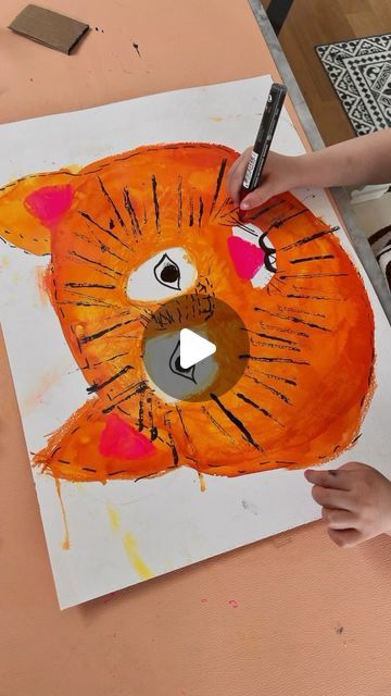 Tiger Art Project, Tiger Drawing For Kids, Adaline Art, Art Education Projects, Tiger Kids, Tiger Drawing, Art 2024, Art Teaching, Zurich Switzerland