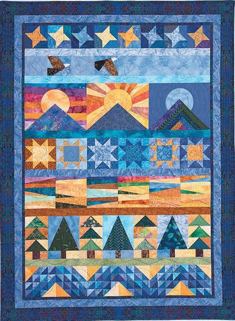 Southwest Quilts, Mountain Quilts, Row Quilt, Quilt Pattern Download, America The Beautiful, Sampler Quilts, Patriotic Quilts, Landscape Quilts, Lap Quilts