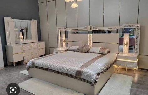 #turkishstyle #modernbed #beautifuldesign Bed Set Design, Beautiful Bedroom Furniture, Double Bed Designs, Living Room Decor Gray, Fabric Bench, Luxury Bedroom Design, Turkish Style, White Bed, Fashion Skirts