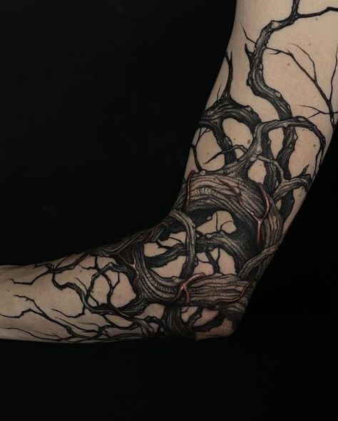 Dark Nordic Tattoo, Dark Leg Sleeve, Creepy Floral Tattoo, Pattern Sleeve Tattoo, Black Metal Tattoo, Dark Tattoo Ideas, Wheat Tattoo, Dark Feminine Tattoos, Stammestattoo Designs