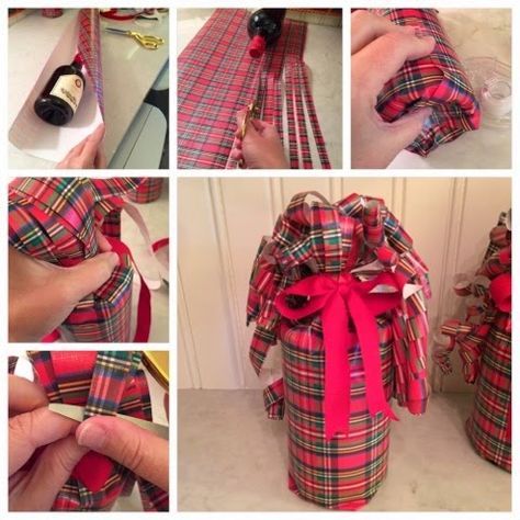 How to wrap an odd shaped gift... or a bottle!  Simple and darling! Wrapping A Bottle Of Alcohol, Wrapping Liquor Bottles Gift, How To Wrap Odd Shaped Gifts, Wrap A Wine Bottle With Wrapping Paper, Gift Wrap A Bottle Of Alcohol, Gift Wrap A Bottle, Gift Wrap Diy, Wine Bottles Gift Wrap, 4h Crafts