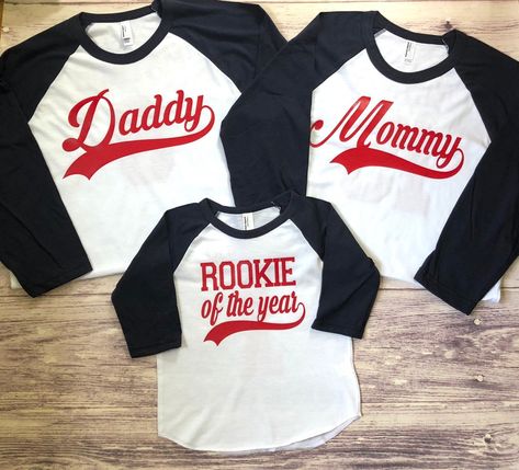 Rookie of the Year First Birthday Family Baseball Shirts, Matching Mommy and Daddy of the Rookie Shirts - Etsy Baseball Theme Birthday, Baseball First Birthday, Baseball Family, Baseball Theme Party, Boys First Birthday Party Ideas, Boys 1st Birthday Party Ideas, Baby Boy 1st Birthday Party, Baseball Birthday Party, The Rookie