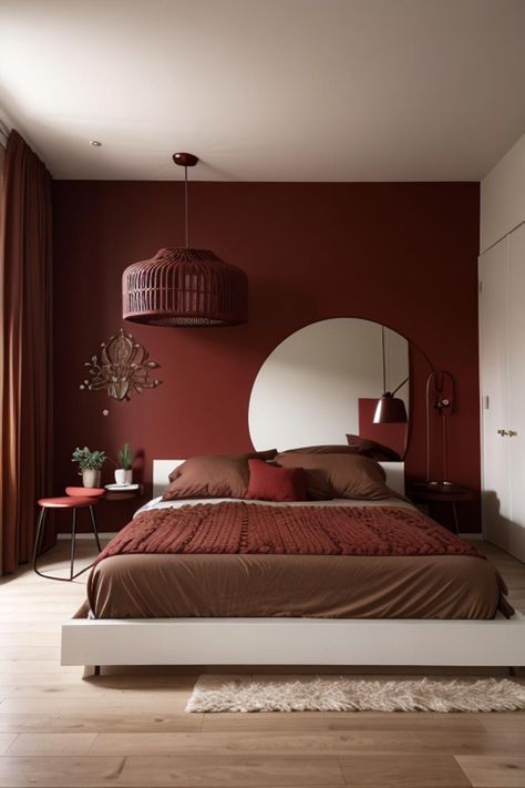 Maroon Bedroom, Room Color Ideas Bedroom, Living Room Orange, Clean Bedroom, Accent Wall Bedroom, Bedroom Red, Luxurious Bedroom, Inspire Me Home Decor, Wall Bedroom