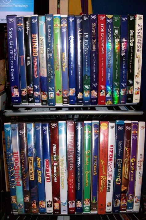 Dvd Movies Aesthetic, Dvd Nostalgia, Dvd Collection Aesthetic, Disney Paused, Disney Dvd Collection, Sausage Party Movie, Movie Shelf, Disney Dvds, Childlike Wonder