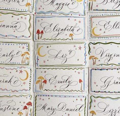 Letter Borders, Hand Painted Invitations, Name Place Cards, Hand Painted Wedding, Wedding Name, Wedding Places, Wedding Signage, Wedding Stationary, Wedding Paper