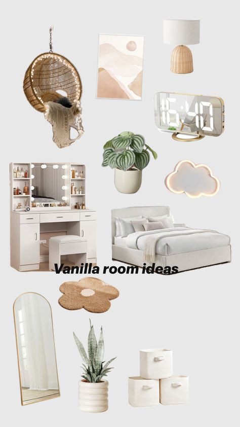 Modern Bedroom Ideas Contemporary, White Aesthetic Desk, White Room Design, Comfy Room Ideas, Vanilla Room, Interior Styles Guide, 2024 Bedroom, Room Music, White Room Decor