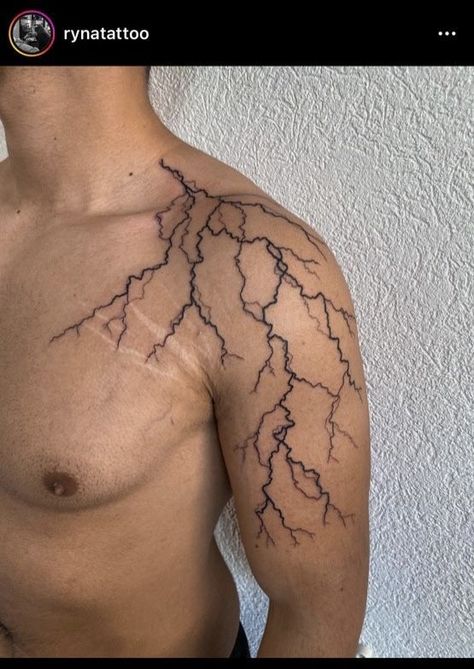 Blitz Tattoo, Lightning Bolt Tattoo, 42 Tattoo, Lightning Tattoo, Bolt Tattoo, Cool Shoulder Tattoos, Mens Shoulder Tattoo, Tattoo Inspiration Men, Half Sleeve Tattoos For Guys