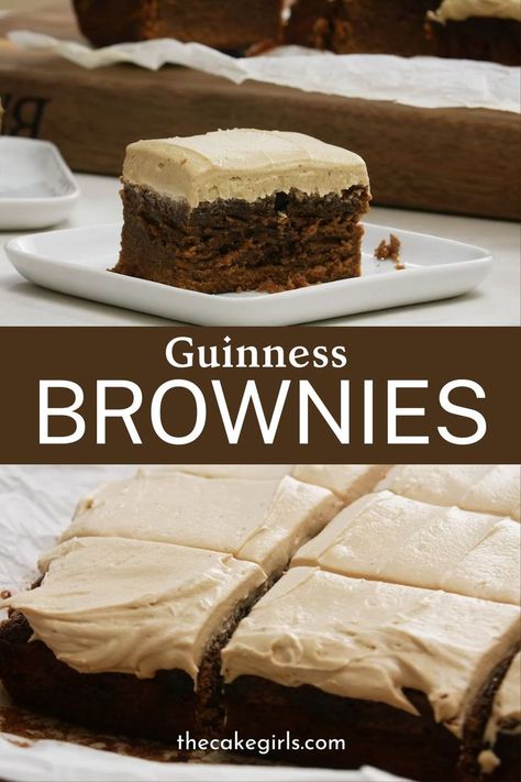 Guinness Brownies Guiness Cake Recipe, Guinness Brownies, Brownie Recipe Video, Guinness Recipes, Guinness Chocolate, Popular Desserts Recipes, Guinness Cake, Irish Things, Square Cookies