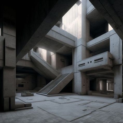 Russian Brutalist Architecture, Neo Futuristic Architecture, Brutalist Train Station, Brutalist Skyscraper, Minecraft Brutalist, Modern Brutalist Architecture, Brutalist Home, Brutalism Interior, Grey Building