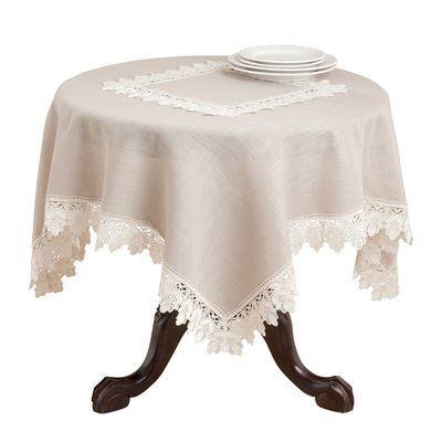 Lark Manor Jeremie Tablecloth Size: 160" L x 65" W, Color: Taupe Contemporary Dinnerware, Lace Table Cloth, Elegant Tablecloth, Striped Table Runner, Striped Table, Tablecloth Sizes, Mantel Redondo, Lace Table, Lace Tablecloth