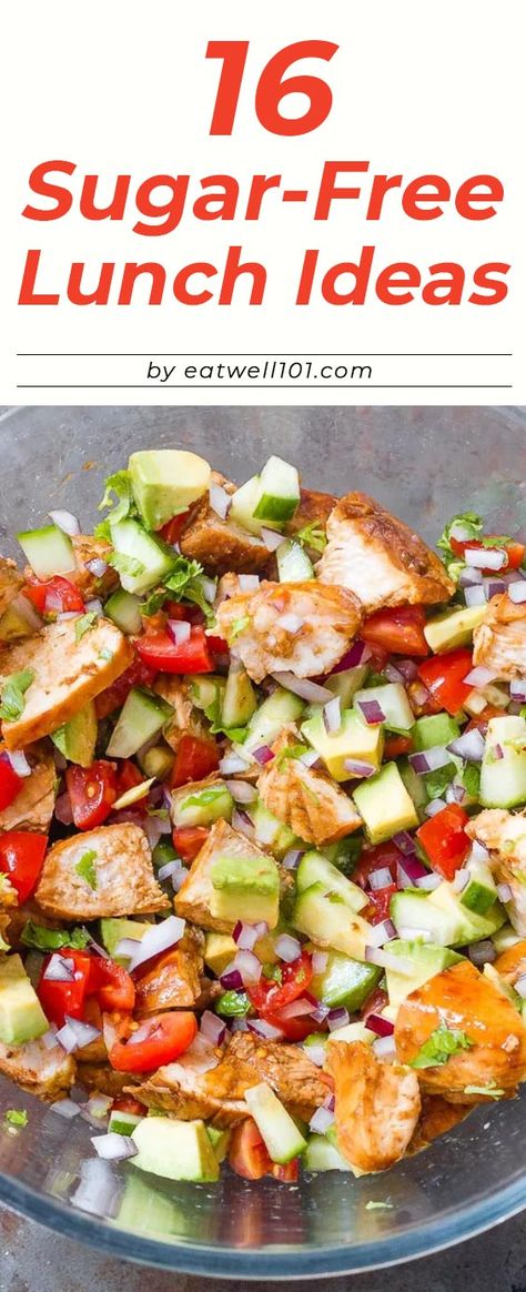 16 Sugar-Free Lunch Ideas to Pack Up for Work - #sugarfree #lunch #recipes #eatwell101 - These healthy lunch ideas with no added sugar will actually keep you full until dinner. Lunch For Diabetics Meal Ideas, The Foodie 101, Healthy Lunches For Diabetics, Carb Free Sugar Free Meals, Prediabetic Lunches, Low Carb Low Sugar Lunch Ideas, No Added Sugar Dinner Recipes, Zero Added Sugar Recipes, No Carb Lunches For Work