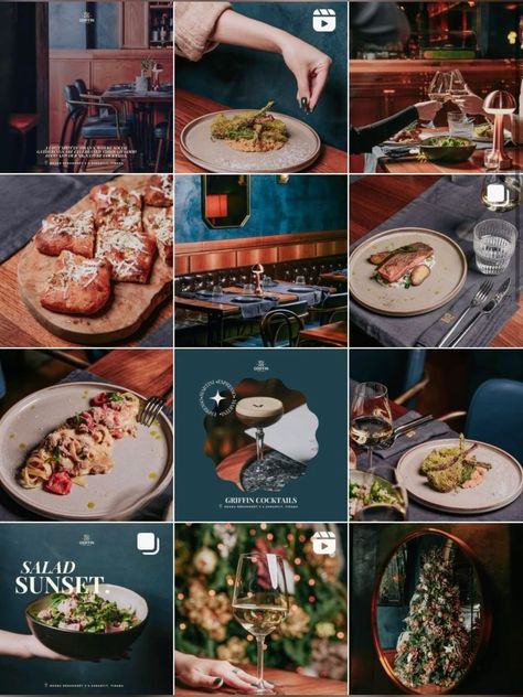 is a visually appealing and easy-to-use way to discover new restaurants. With its unique grid layout, you can quickly browse through restaurants by cuisine, location, and price #Bar_Instagram_Feed #Business_Ads #Instagram_Grid #Google_Business Instagram Grid Design Restaurant, Instagram Post Ideas Restaurant, Restaurant Feed Design, Bar Marketing Ideas Social Media, Catering Instagram Feed, Restaurant Instagram Feed Design, Restaurant Instagram Post Ideas, Restaurant Content Ideas For Instagram, Bar Content Ideas