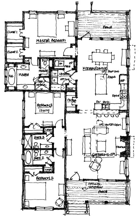 Beach Cottage Floor Plans, Single Story House Plans, Single Story House, Cottage Floor Plans, Custom Home Plans, Jacksonville Beach, Home Board, Beach Cottage, Story House