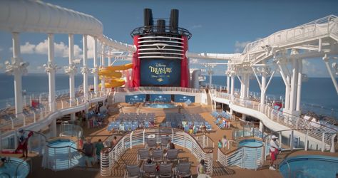 Disney Treasure Cruise ship revealed including restaurants, bars, pools, shows andstaterooms and where and when she will sail! Port Canaveral Florida, Disney Cruise Ship, Disney Treasure, Disney Cruise Ships, Disney Ships, Group Cruise, Disney Cruise Tips, Disney Treasures, Disney Wish