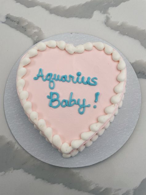 Birthday Cake Aesthetic Aquarius, 18th Birthday Cake Aquarius, Aquarius Aesthetic Cake, Pink Aquarius Birthday Cake, Heart Shaped Cakes Birthday Aquarius, Cake For Aquarius, Aquarius Cake Birthdays Aesthetic, Aquarius Bday Cake, Aquarius Season Cake