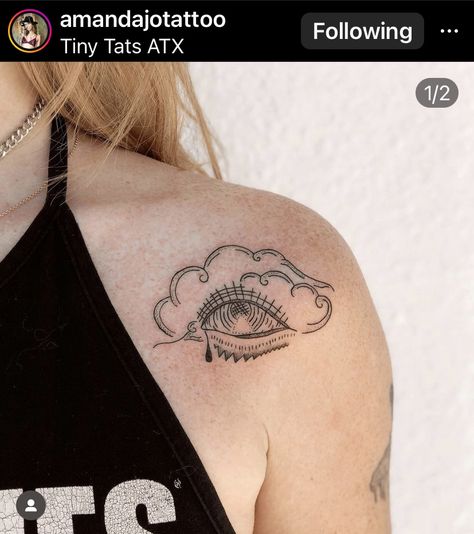 @amandajotattoo (instagram) Outer Shoulder Tattoo, Eye Shoulder Tattoo, Shoulder Tattoo, Tattoos, For Women, Instagram, Shoulder Tattoos