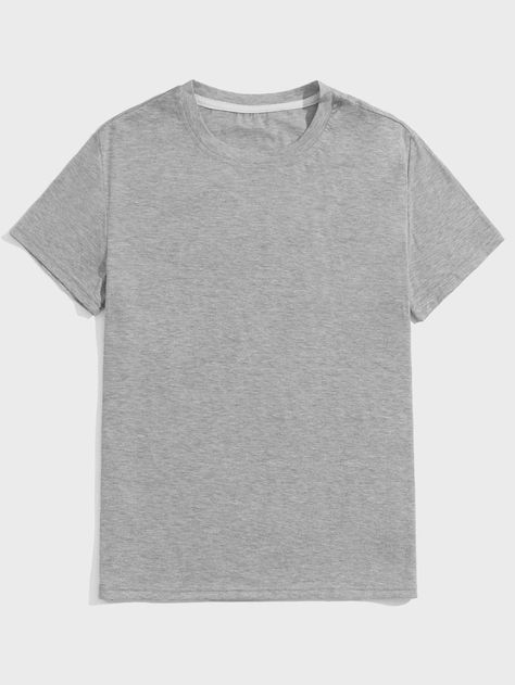 Grey Basics  Short Sleeve Cotton Plain  Embellished Slight Stretch Summer Men Tops Grey T Shirt, Grey Tshirt, Baggy Tshirt, Tshirt Polo, Grey Tee, Tshirt Outfits, Gray Tshirt, Fashion Story, White Tshirt