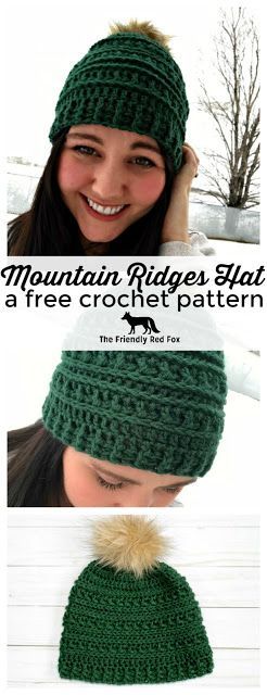 Mountain Ridges Crochet Hat- a free pattern - The Friendly Red Fox Free Crochet Hats Patterns, Crochet Hat, Crochet Hat For Women, شال كروشيه, Crochet Clothing And Accessories, Crochet Hat Free, Diy Vetement, Crochet Winter, Crochet Hats Free Pattern