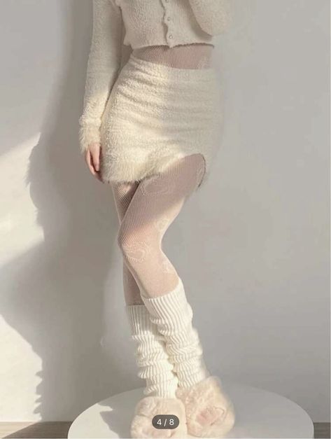 Fishnet Outfit, Cute Streetwear, Fishnet Socks, Future Style, Fishnet Tights, Heart Pattern, White Silk, Streetwear Women, 1 Piece