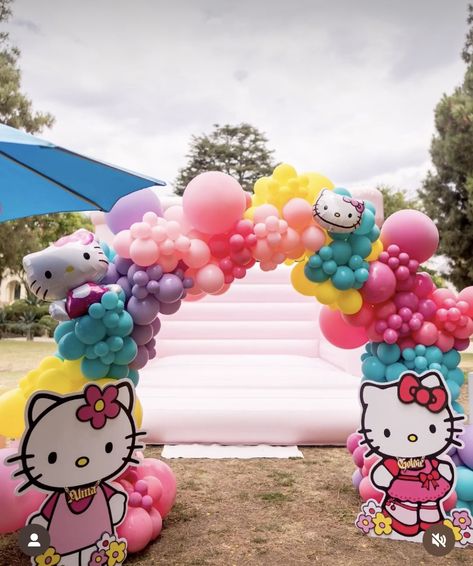 Hello Kitty Rainbow Party, Sanrio Balloon Arch, Hello Kitty Balloon Arch, Sanrio Party Decorations, Hello Kitty Balloon Garland, Sanrio Bday, Hello Kitty Balloon, Hello Kitty Baby Shower, Hello Kitty Birthday Theme