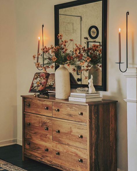 First impressions matter. Design a beautiful entryway to welcome spring and your guests. 🌷 Click to shop the River Ranch® dresser or see link in bio. Photo Credit: @athomewith_grace #entryway #entrywayideas #entrywaydecor #entrywaytable #entrywaybench #entrywaydesign #dresser #dressers #dresseragam #dresserdecor #dressermakeover #storage #storagesolutions #bedroom #bedroomideas #bedroominspo #bedroomdecor #bedroomdesign Entrance Dresser Decor, Entryway Ideas With Dresser, Dresser Decor Under Window, Vintage Dresser Entryway, Entryway Dresser Ideas, Hallway Dresser Ideas, Dresser Entry Table, Dresser Vignette Bedroom, Entryway Dresser Ideas Front Entry