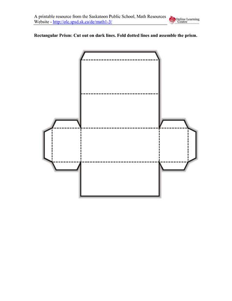 3D+Rectangular+Prism+Cut+Out 3d Rectangle Template, How To Make A 3d Rectangle Out Of Paper, Rectangle Template Free Printable, Prism Template, Rectangle Origami, Rectangle Box Template, Exploding Box Template, Paper House Printable, Gift Box Template Free